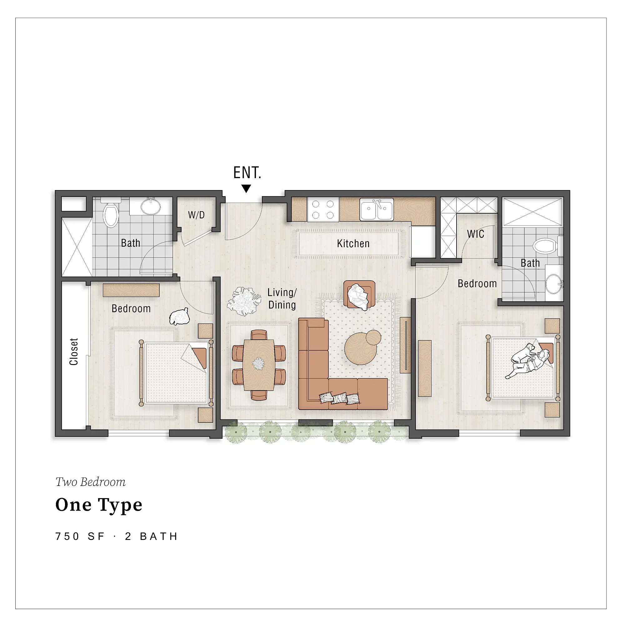 Two Bedroom — 750 SF